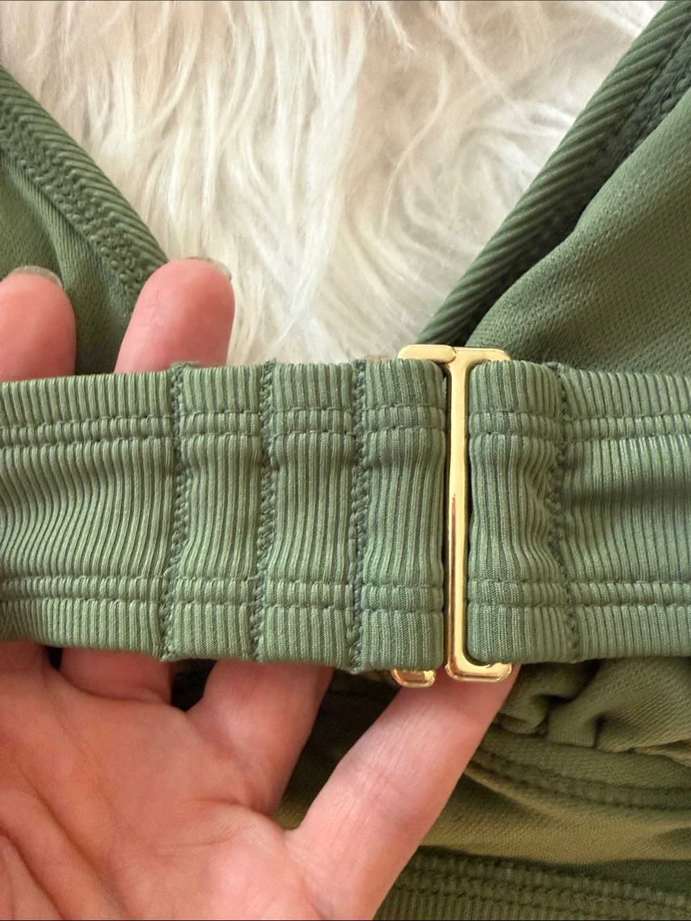 Olive Green Ribbed Bikini Top - Picture 5 of 7